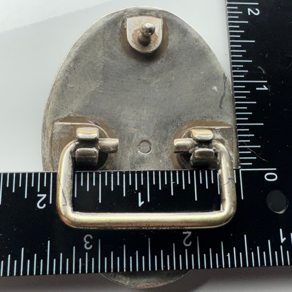 Oval Western Floral Etched Belt Buckle Silver Tone‎ Vintage Cowboy Accessory - Picture 10 of 11